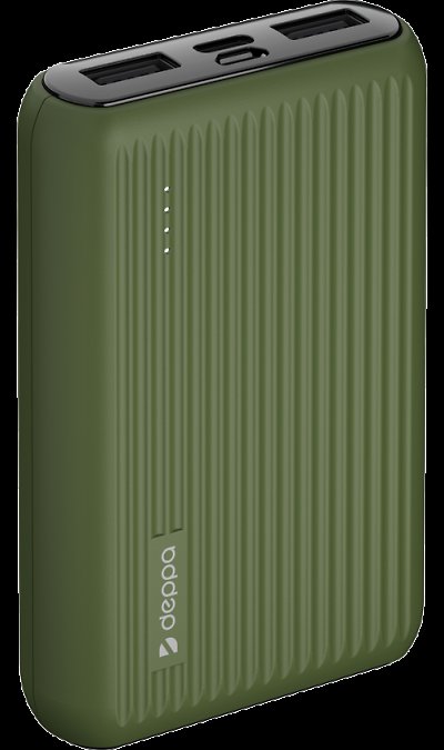 Аккумулятор Deppa NRG Color, Li-Pol, 10000 мАч, зелёный