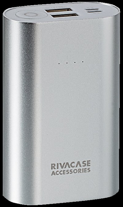 Аккумулятор RIVACASE VA1010, Li-Ion, 10000 мАч, серебристый