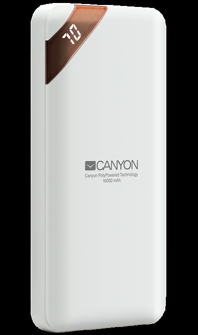 Аккумулятор Canyon CNE-CPBP10W, Li-Pol, 10000 мАч, белый