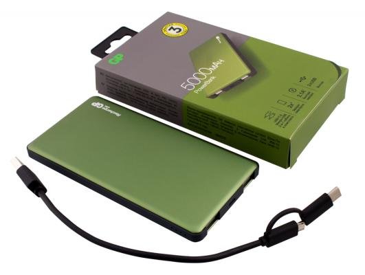 Внешний аккумулятор Power Bank 5000 мАч GP MP05MAG зеленый