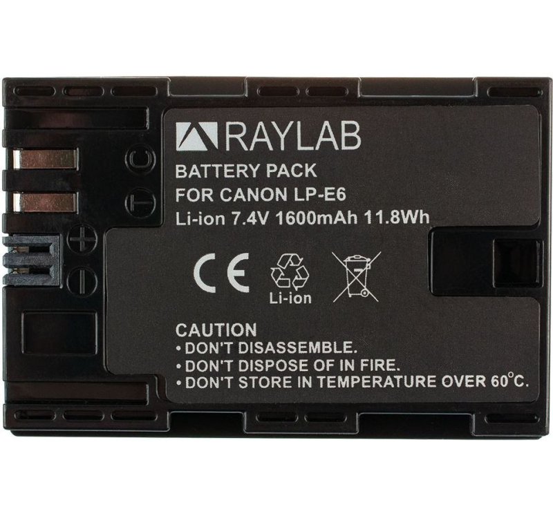 Аккумулятор Raylab RL-LPE6 1600мАч (для EOS 6D 60D, 70D, 80D, 7D, 5D mark II, mark III)