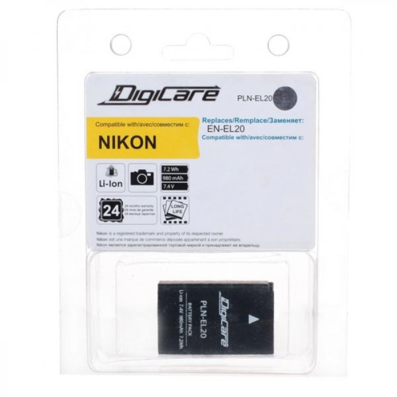 Аккумулятор DigiCare PLN-EL20 EN-EL20 для Nikon 1 J1, J2, J3, S1, Coolpix A